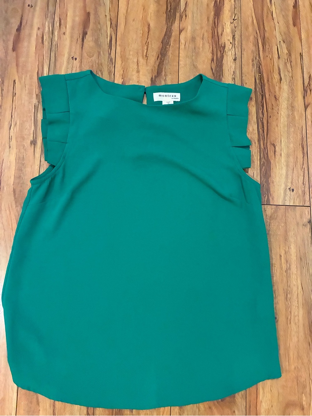 Monteau Green Ruffle Sleeve Shell Top